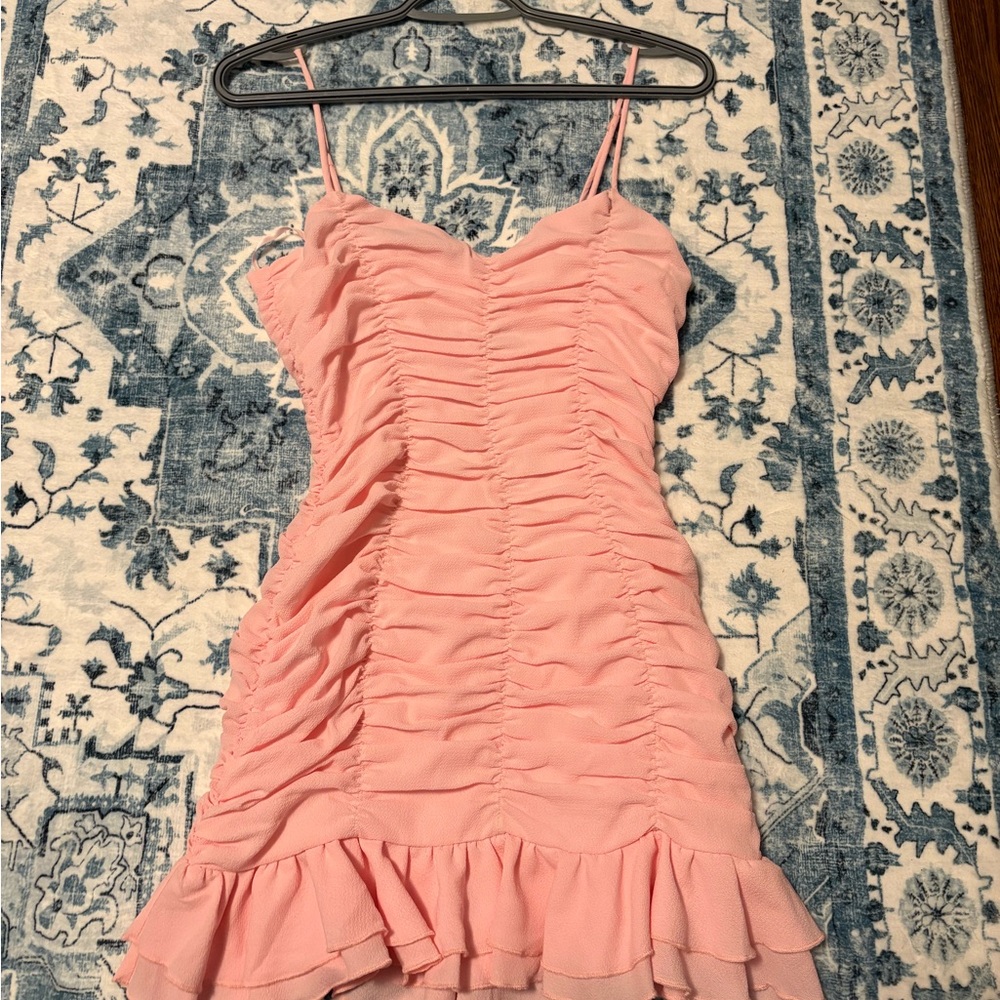 Lucy in the Sky Pink Ruched Mini Dress